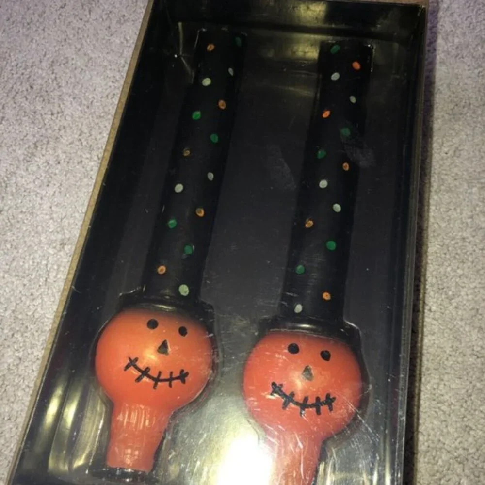 Tag Vintage 2001 Halloween Taper Candle‎ Set Pumpkins